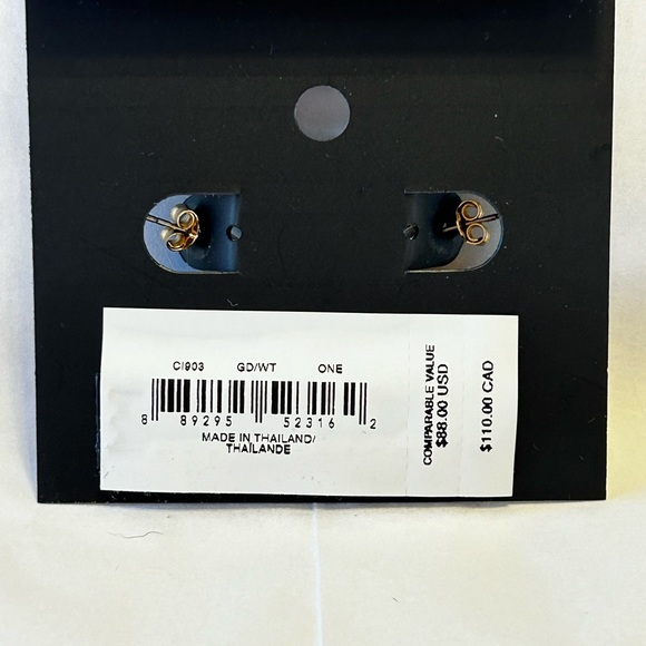 Coach Signature Enamel Gold Huggie Hoop Earrings - Picture 5 of 5